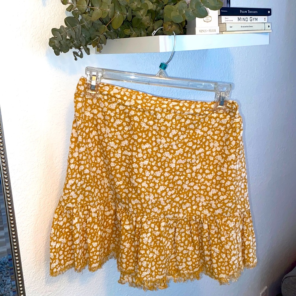 Cotton on mustard floral skirt